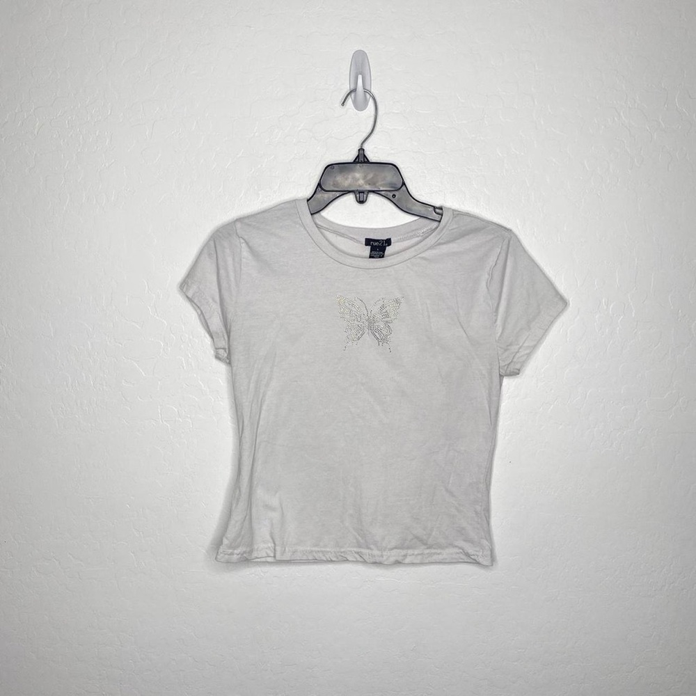 Rue 21 white crop top w/ rhinestone